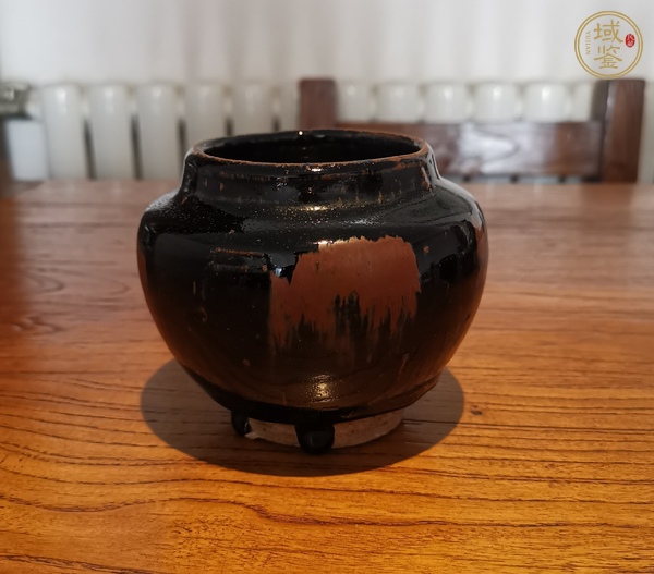 古玩陶瓷黑釉鐵銹斑茶入真品鑒賞圖