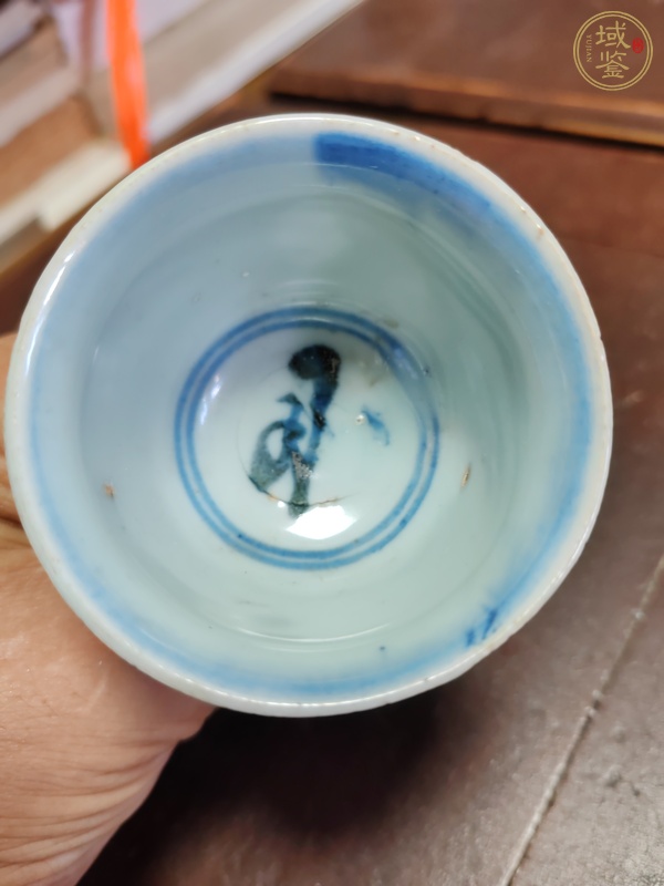 古玩陶瓷梵字紋青花高足杯真品鑒賞圖