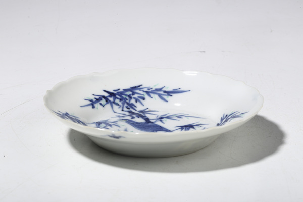 古玩嚴(yán)選晚清·青花加彩英雄獨立紋花口盤拍賣，當(dāng)前價格5325元
