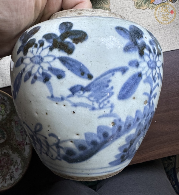 古玩陶瓷青花花鳥紋蓋罐真品鑒賞圖