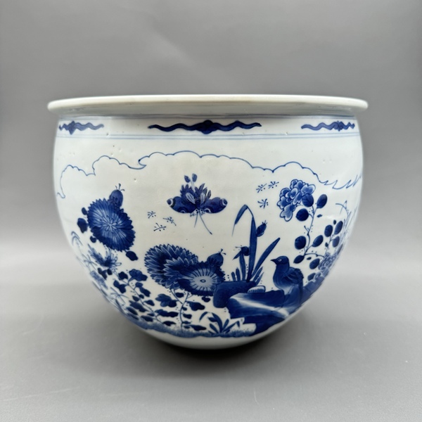 古玩陶瓷清康熙青花博古龍紋案缸拍賣,當前價格25899元