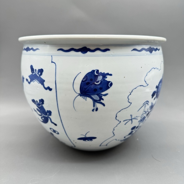 古玩陶瓷清康熙青花博古龍紋案缸拍賣,當前價格25899元