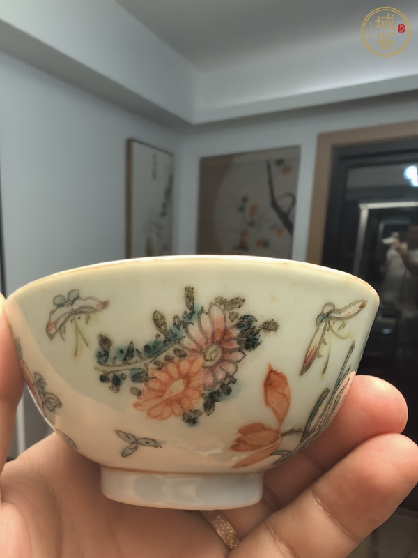 古玩陶瓷粉彩蟲草紋茶碗真品鑒賞圖