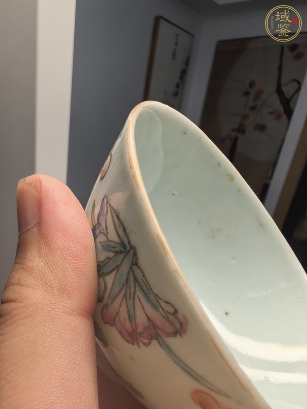 古玩陶瓷粉彩蟲草紋茶碗真品鑒賞圖