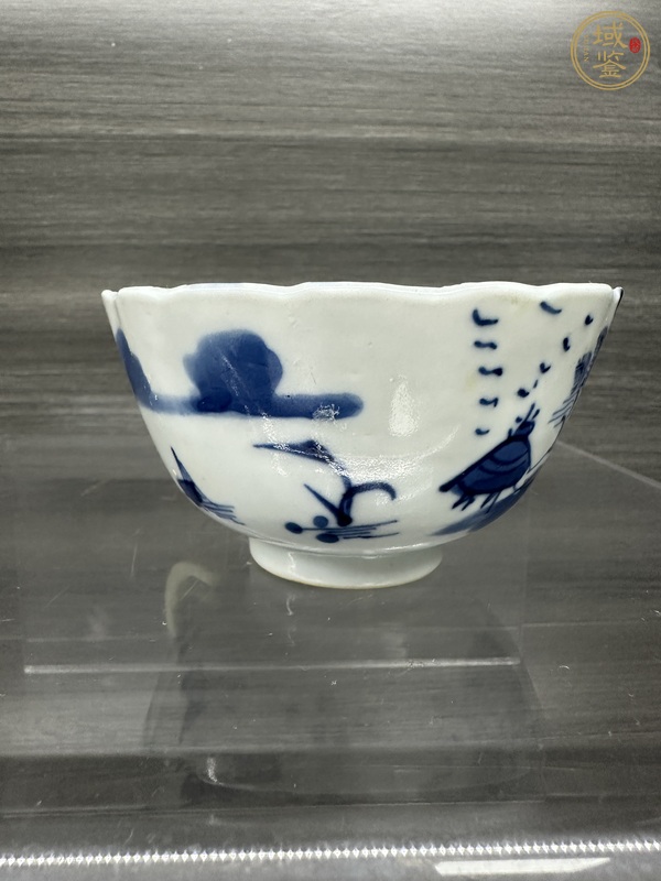 古玩陶瓷青花山水花口把杯真品鑒賞圖