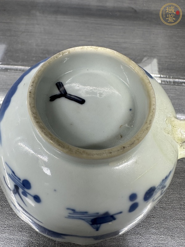 古玩陶瓷青花山水花口把杯真品鑒賞圖