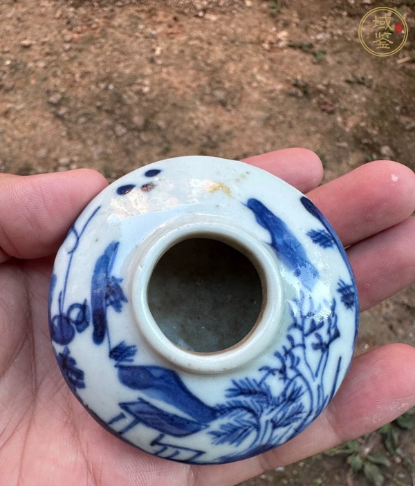 古玩陶瓷山水紋青花水盂真品鑒賞圖