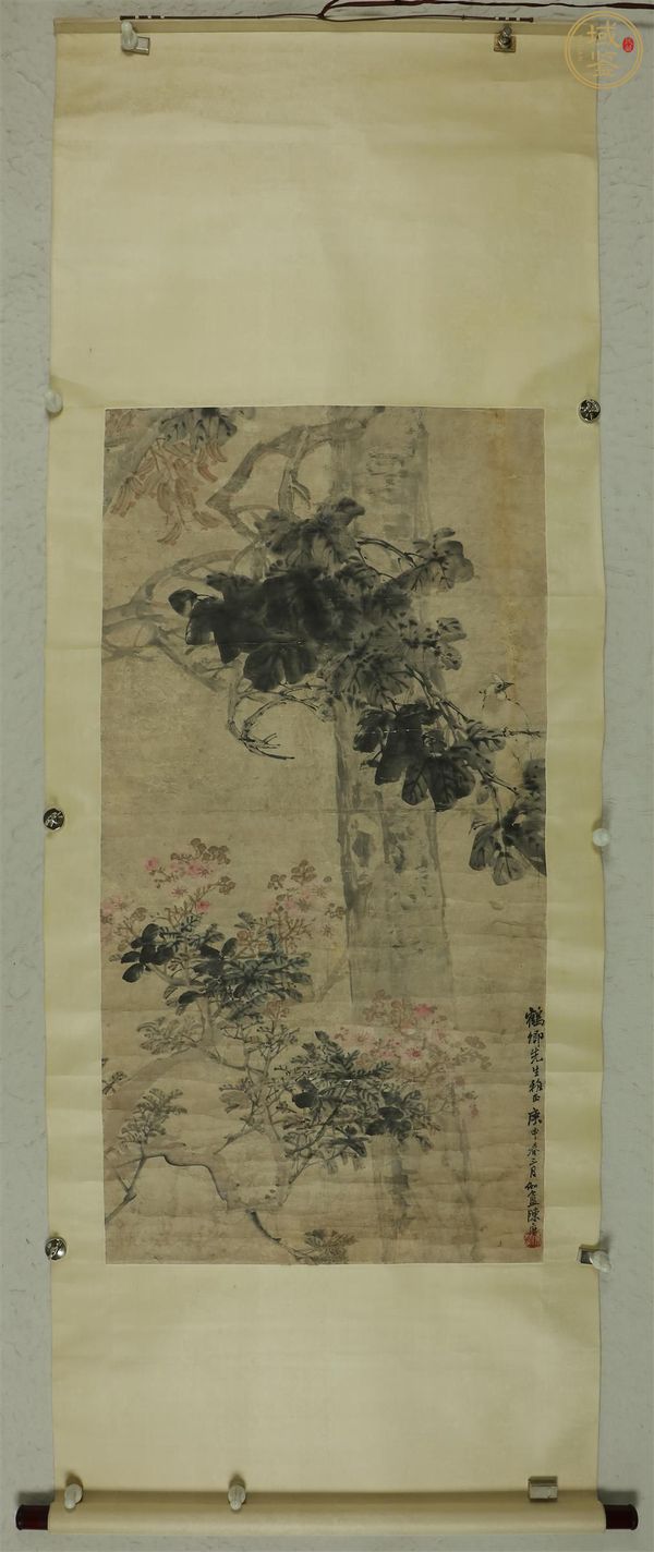 古玩字畫陳摩款小寫意花鳥真品鑒賞圖