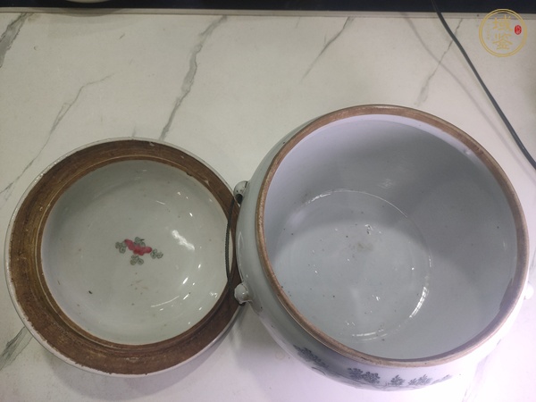 古玩陶瓷粉彩庭院仕女圖粥罐真品鑒賞圖