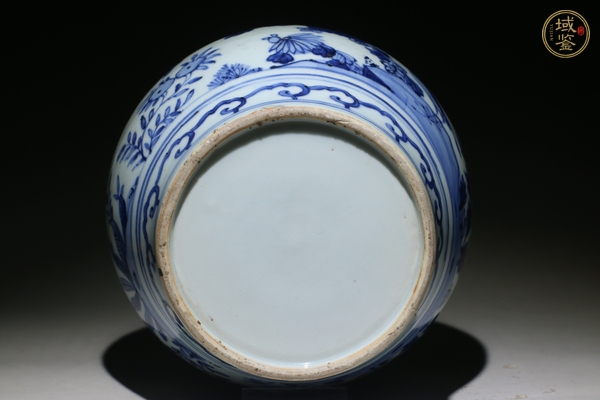 古玩陶瓷花鳥蝶紋青花罐真品鑒賞圖