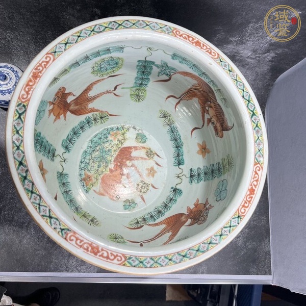 古玩陶瓷花間龍紋粉彩缸真品鑒賞圖