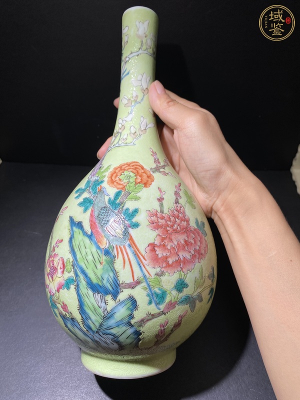 古玩陶瓷花鳥紋粉彩錐把瓶真品鑒賞圖