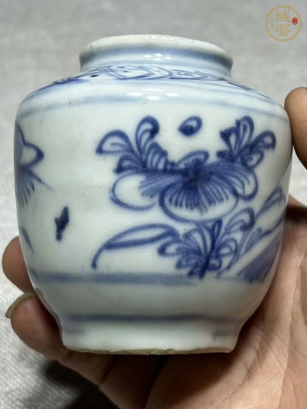 古玩陶瓷青花花卉紋蓋罐，注意品相真品鑒賞圖