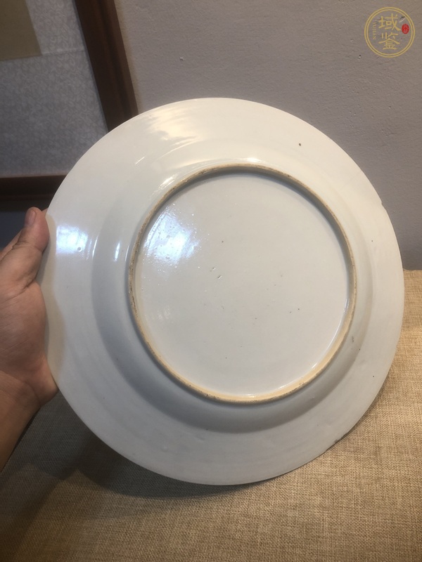 古玩陶瓷卷軸畫卷開光花卉紋粉彩盤真品鑒賞圖