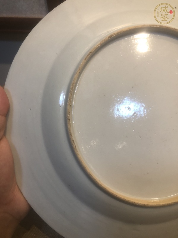 古玩陶瓷卷軸畫卷開光花卉紋粉彩盤真品鑒賞圖