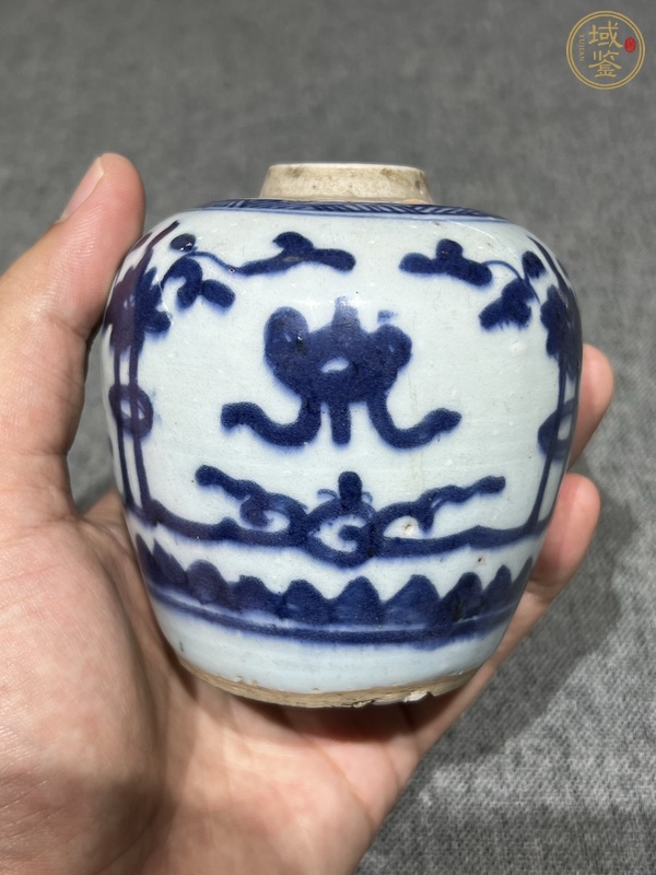 古玩陶瓷青花花卉紋罐真品鑒賞圖