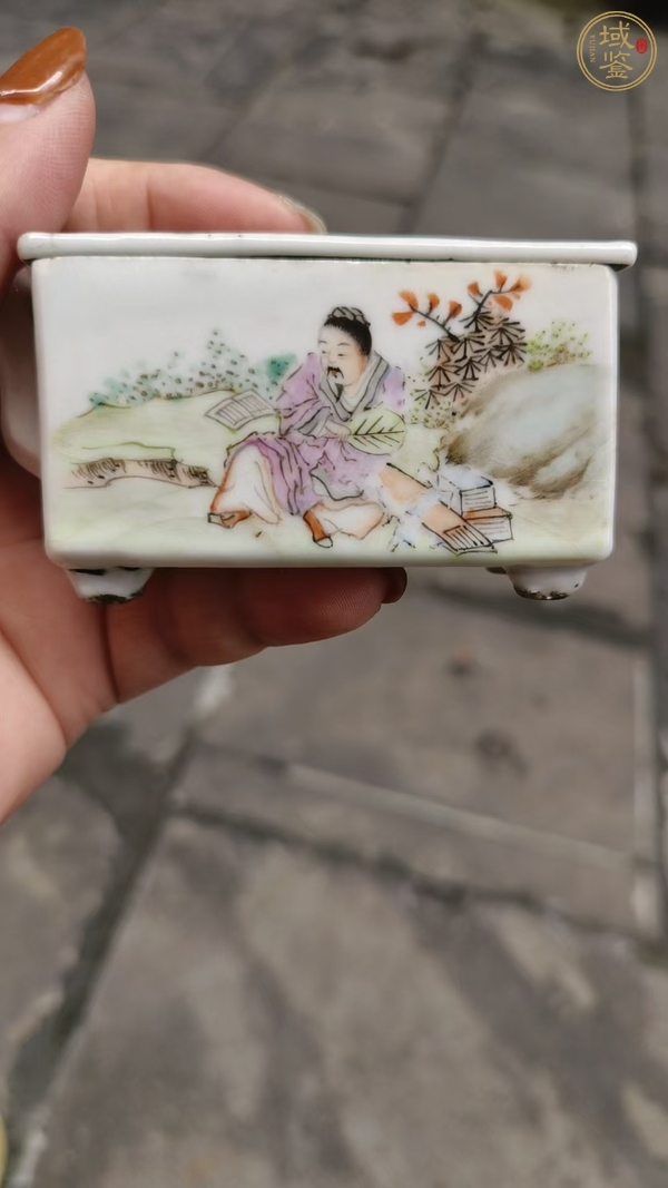 古玩陶瓷淺絳彩人物紋水滴真品鑒賞圖