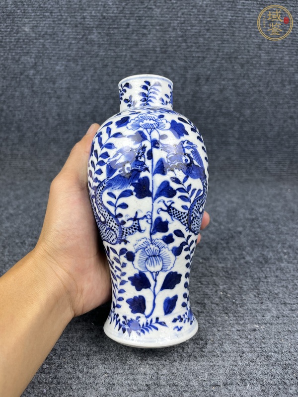 古玩陶瓷青花雙龍穿花雞腿蓋瓶真品鑒賞圖