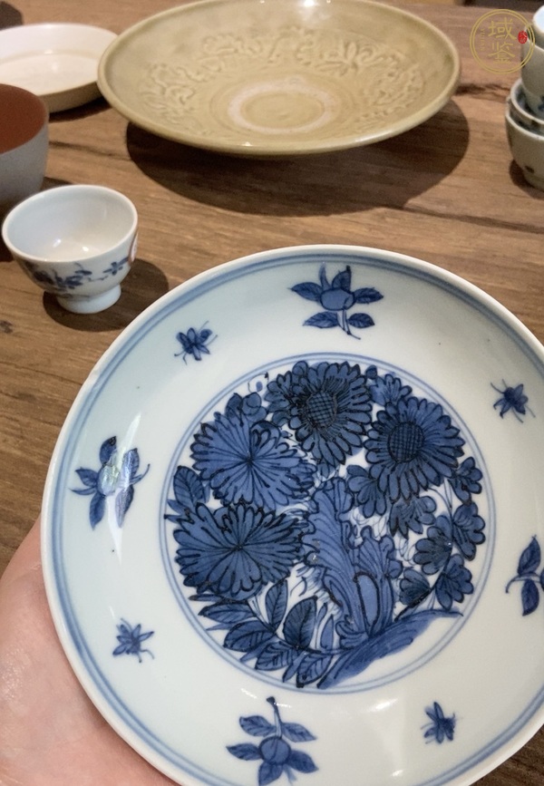 古玩陶瓷青花百財花卉紋盤真品鑒賞圖