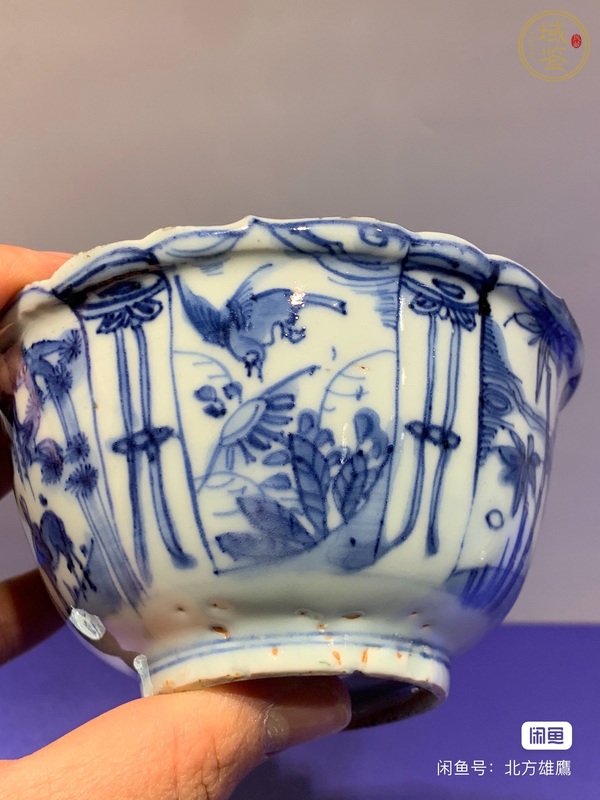 古玩陶瓷青花花鳥紋花口杯真品鑒賞圖