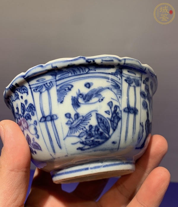 古玩陶瓷青花花鳥紋花口杯真品鑒賞圖