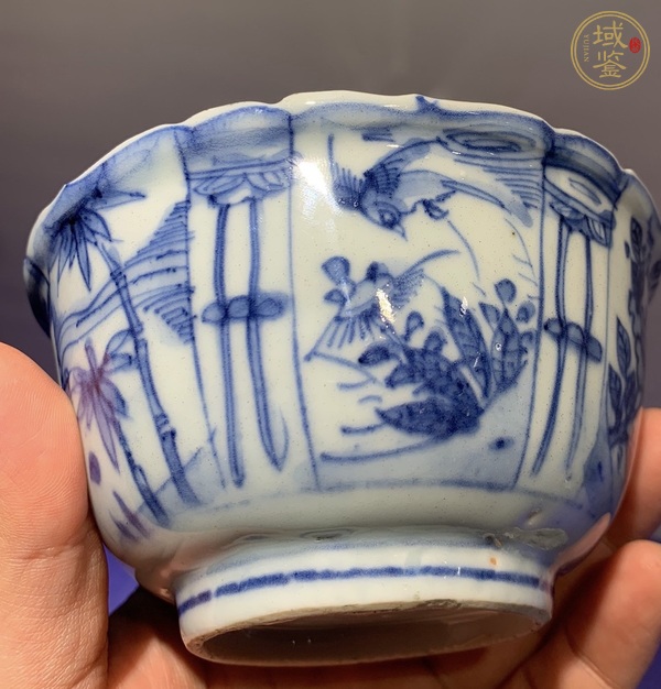 古玩陶瓷青花花鳥紋花口杯真品鑒賞圖