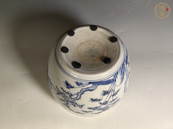 古玩陶瓷松竹梅青花文房卷缸真品鑒賞圖