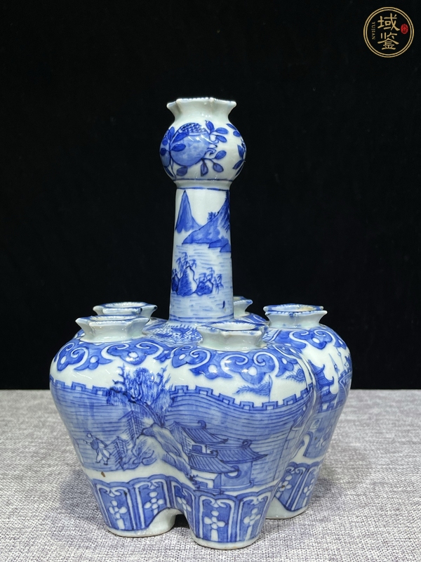 古玩陶瓷青花五管瓶真品鑒賞圖