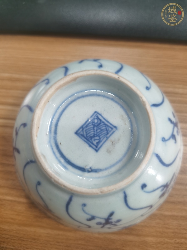 古玩陶瓷青花靈芝花卉紋茶碗真品鑒賞圖