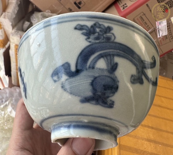 古玩陶瓷青花螭龍紋茶碗，注意品相真品鑒賞圖