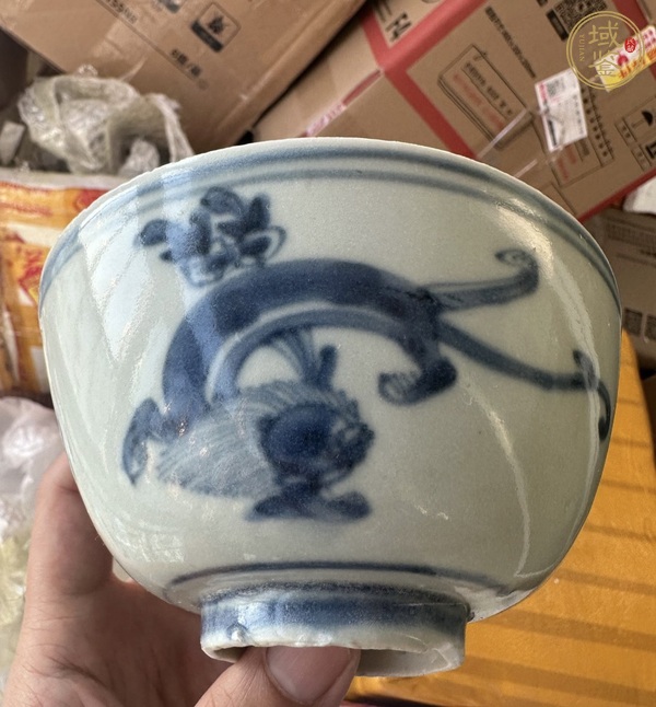 古玩陶瓷青花螭龍紋茶碗，注意品相真品鑒賞圖