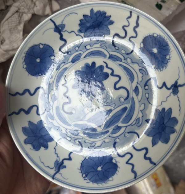 古玩陶瓷青花荷蓮紋盤拍賣,當前價格1500元