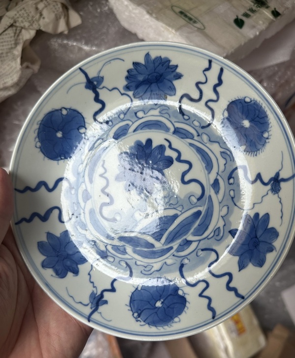 古玩陶瓷青花荷蓮紋盤拍賣,當前價格1500元