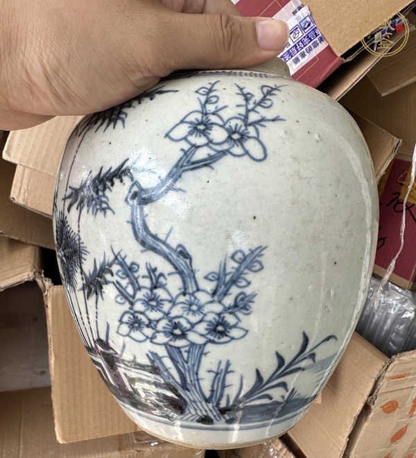 古玩陶瓷青花歲寒三友圖蓋罐真品鑒賞圖