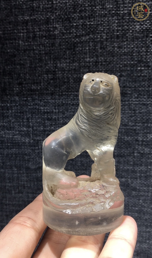 古玩玉器水晶雕獅子型件真品鑒賞圖