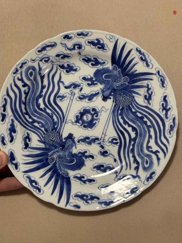 古玩陶瓷鳳紋青花盤真品鑒賞圖