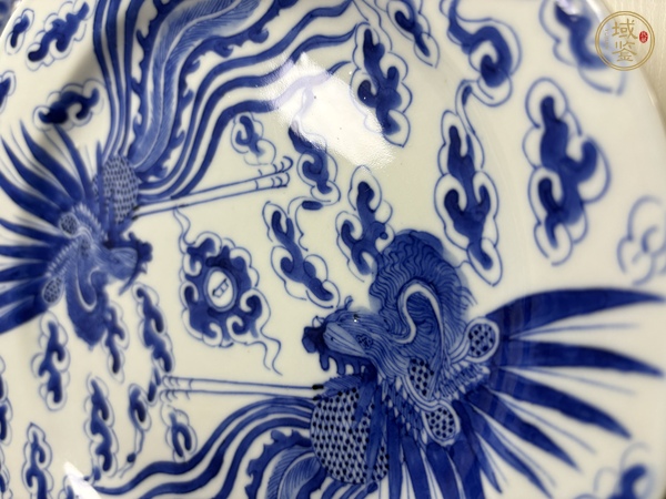 古玩陶瓷鳳紋青花盤真品鑒賞圖