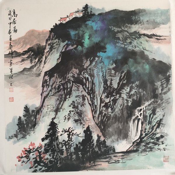 古玩字畫(huà)秦峰作品山水畫(huà)高居圖拍賣，當(dāng)前價(jià)格580元