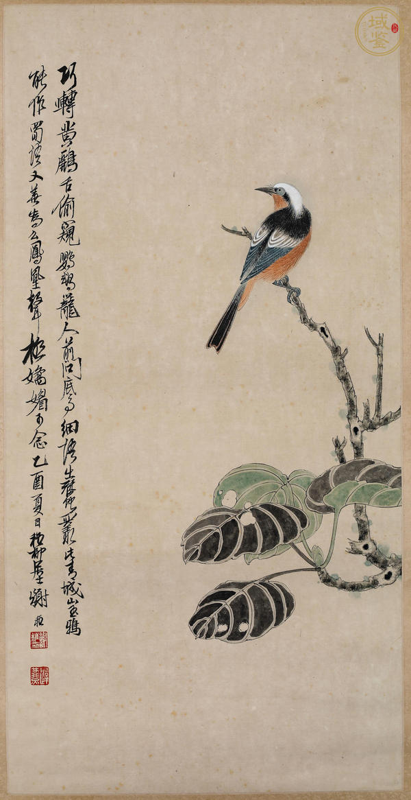 古玩字畫謝稚款工筆花鳥真品鑒賞圖