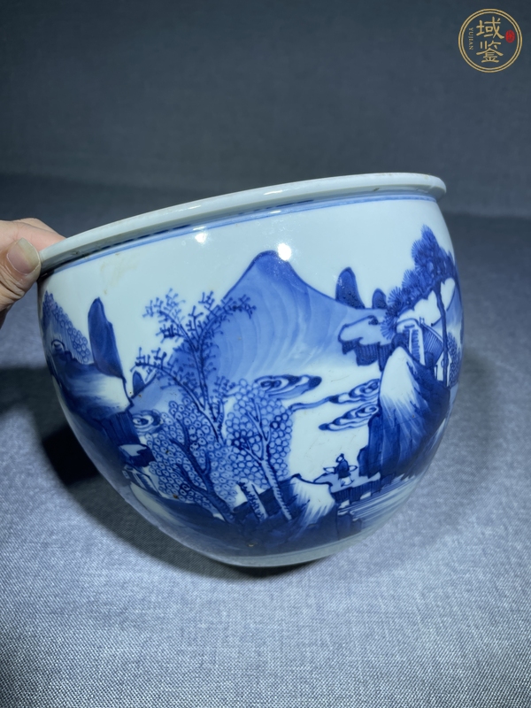 古玩陶瓷青花卷缸真品鑒賞圖