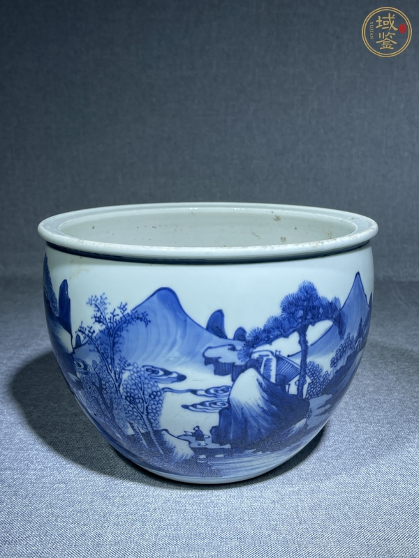 古玩陶瓷青花卷缸真品鑒賞圖