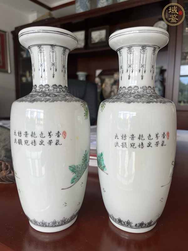 古玩陶瓷粉彩人物故事紋棒槌瓶真品鑒賞圖