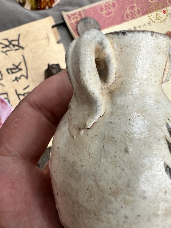 古玩陶瓷磁州窯白地黑花雙系瓶真品鑒賞圖