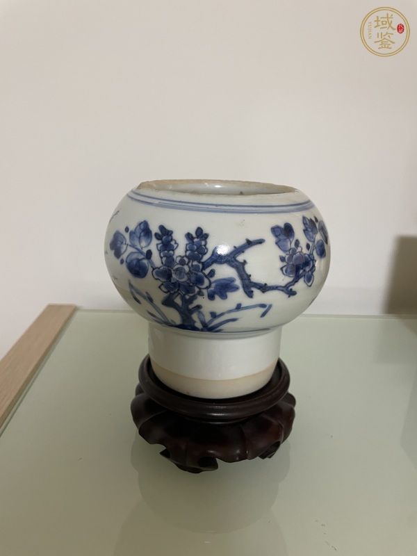 古玩陶瓷花鳥紋青花蒜臼子真品鑒賞圖