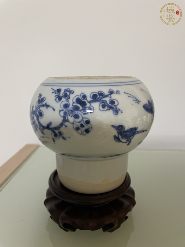 古玩陶瓷花鳥紋青花蒜臼子真品鑒賞圖