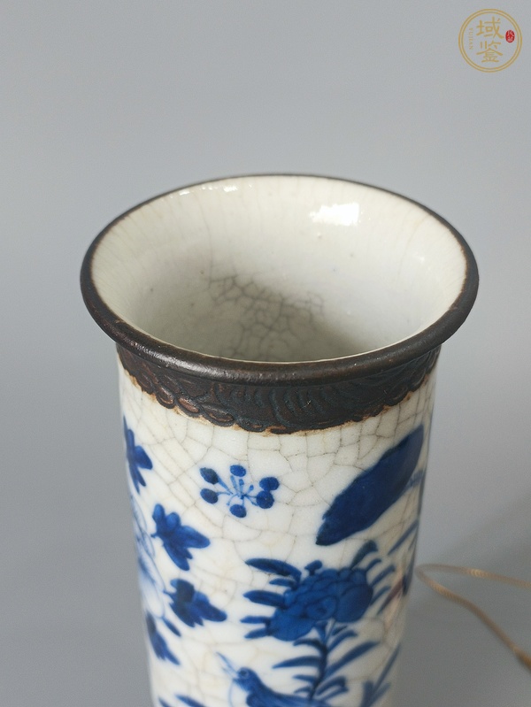 古玩陶瓷哥釉青花花鳥花觚真品鑒賞圖