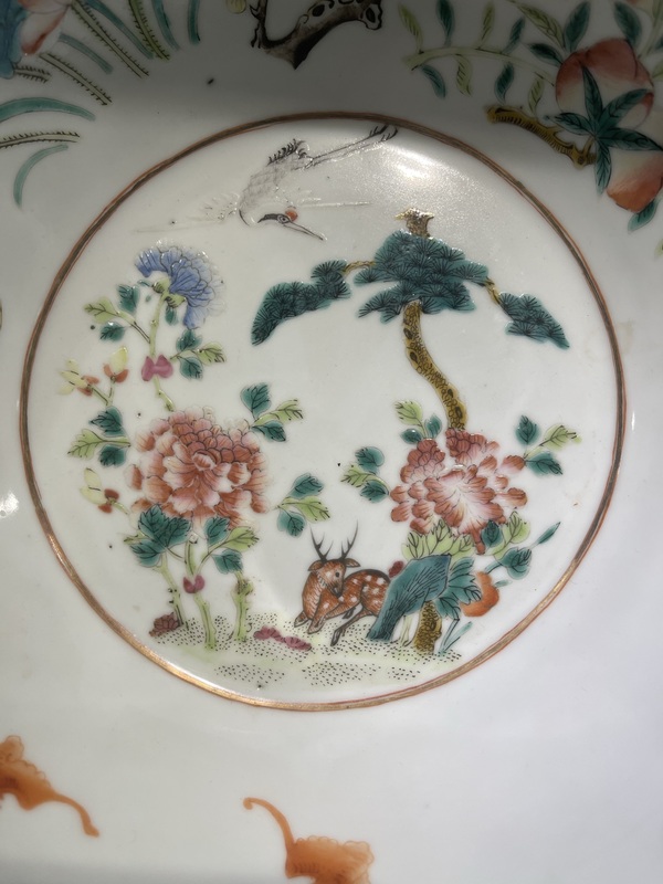 古玩陶瓷清代粉彩鶴鹿同春洗拍賣,當(dāng)前價(jià)格25888元