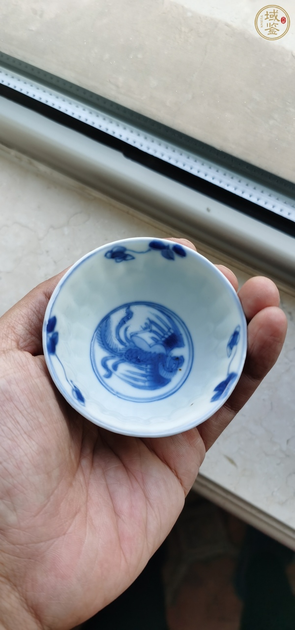 古玩陶瓷青花鳳紋菊瓣杯，疑似復(fù)窯真品鑒賞圖