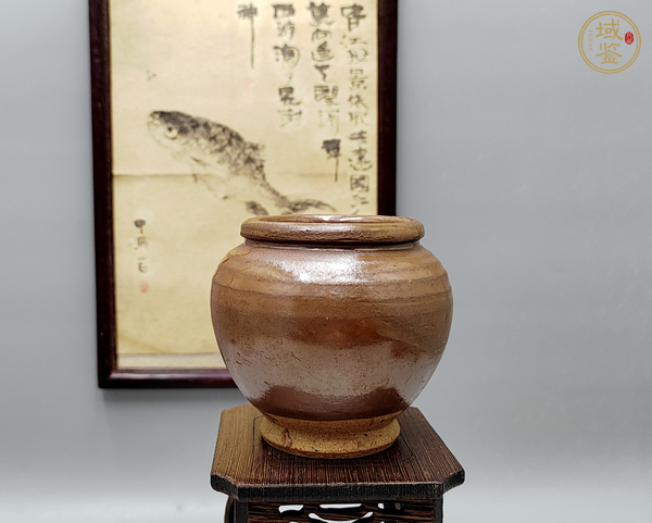 古玩陶瓷磁州窯紫金釉茶入真品鑒賞圖