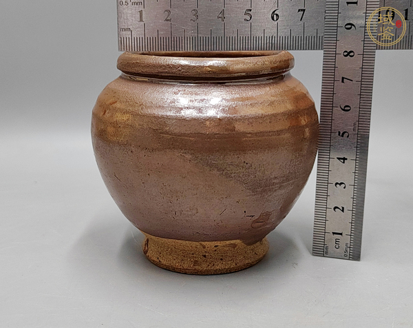 古玩陶瓷磁州窯紫金釉茶入真品鑒賞圖